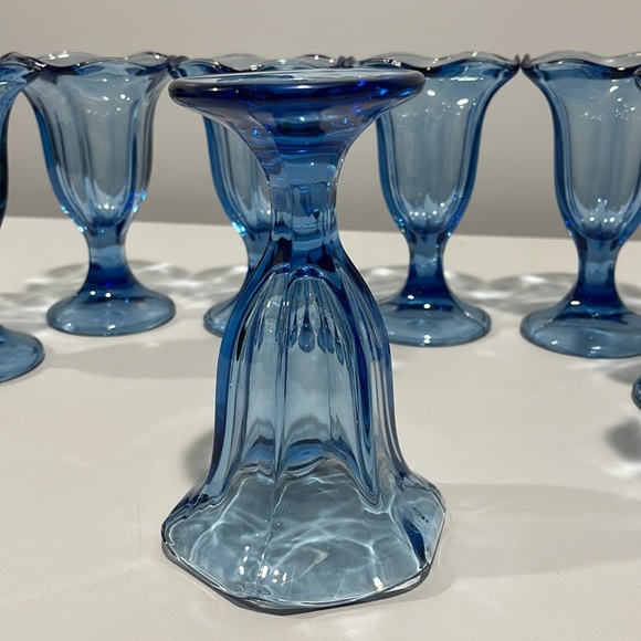 Libbey Blue Glass Ice Cream Sundae Parfait Tulip 6”Cups glasses Set of 8 - Picture 9 of 16